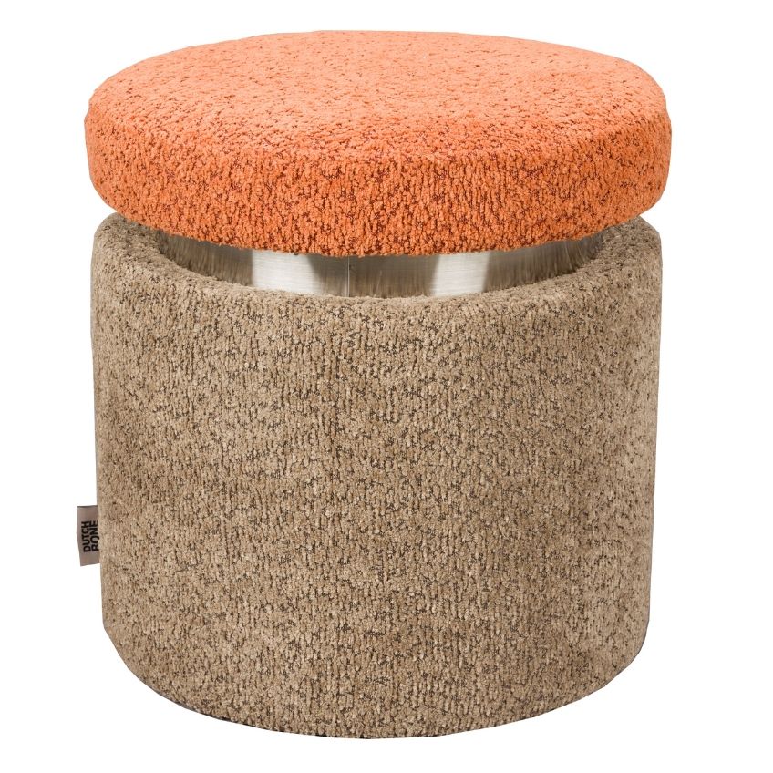 Hnědo-oranžový bouclé taburet DUTCHBONE SEN 39 cm - Designovynabytek.cz