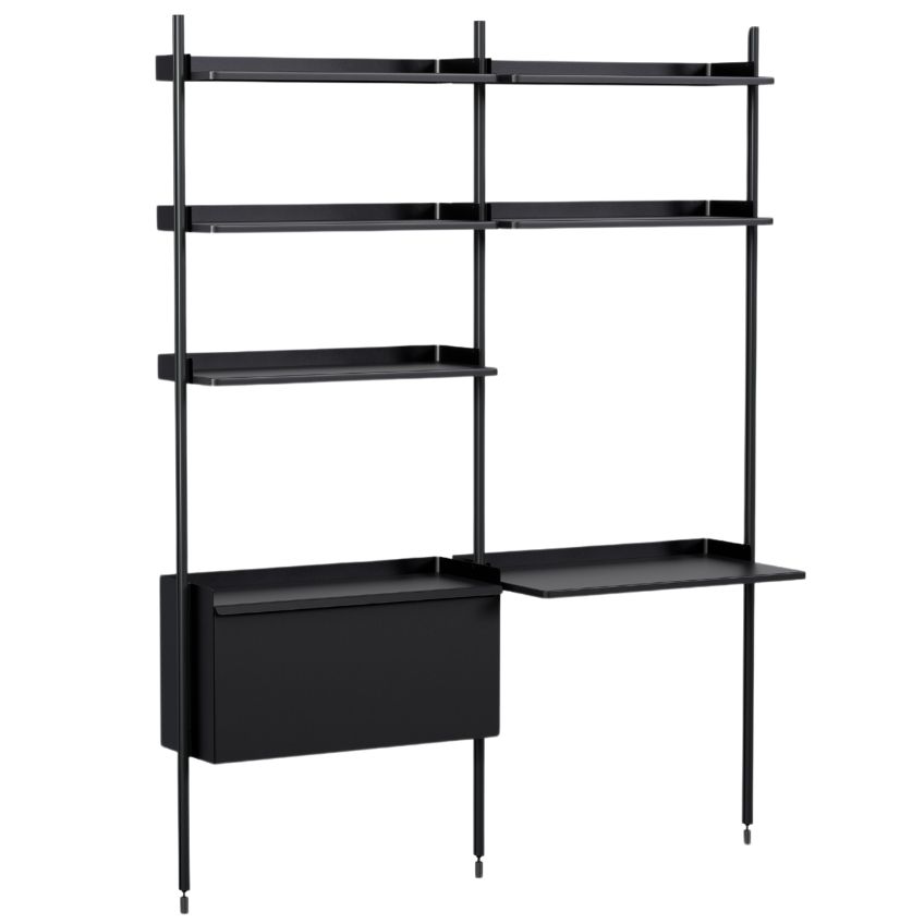 Černý kovový regál HAY Pier system 209 x 162 cm s psacím stolem - Designovynabytek.cz