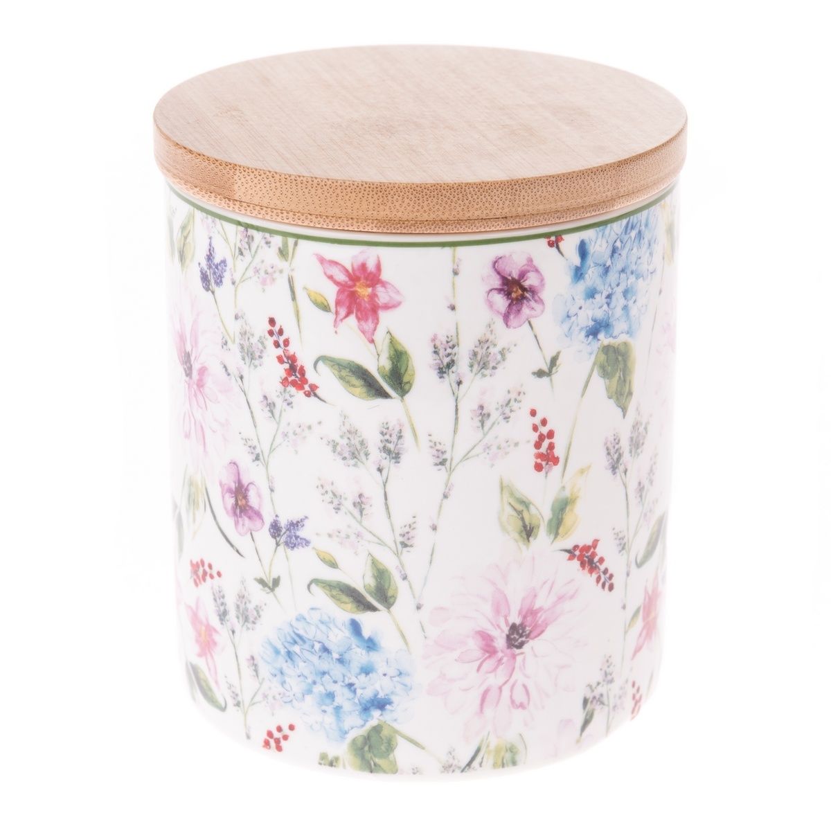 Porcelánová dóza s bambusovým víkem Flower Garden, 600 ml - 4home.cz