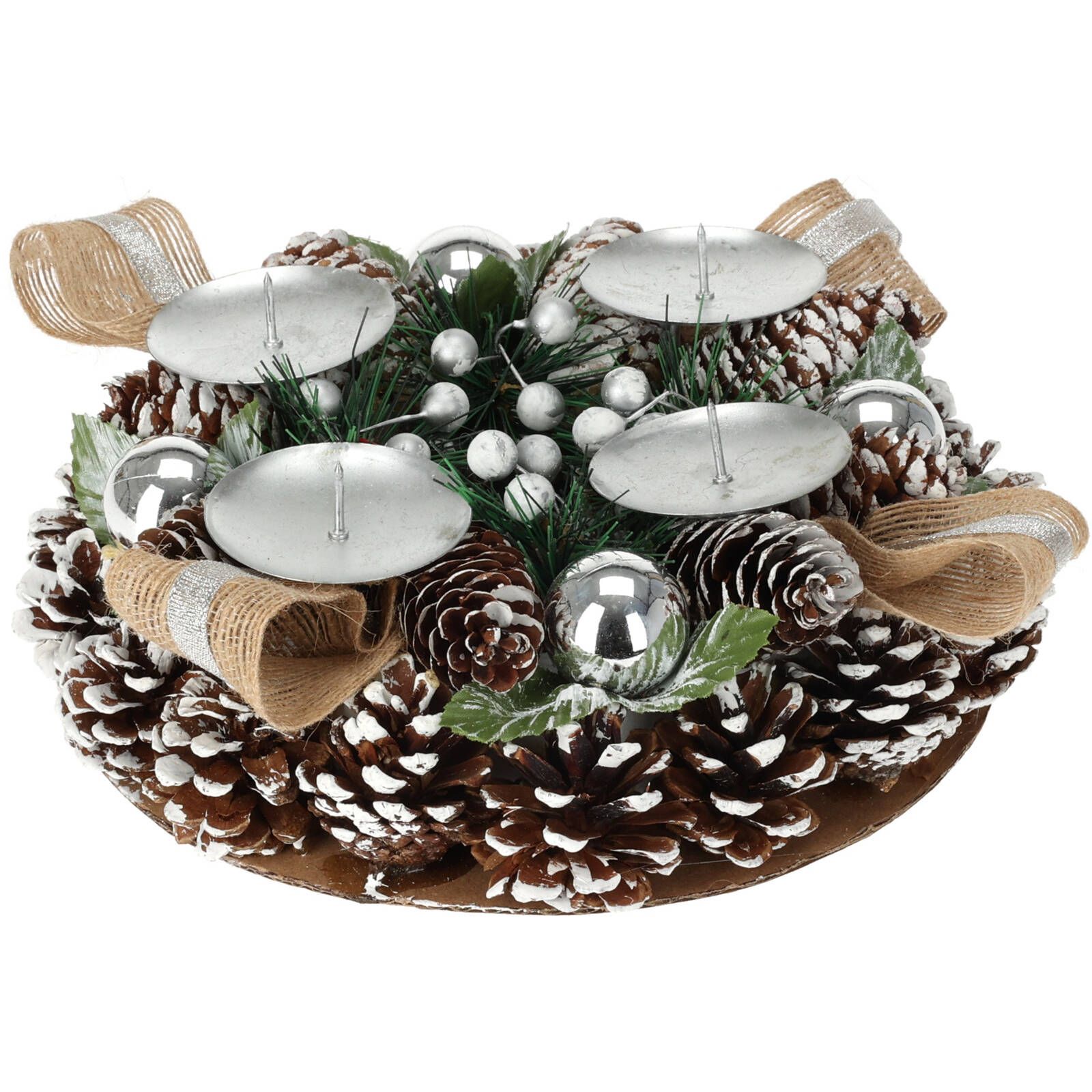 Home Styling Collection Adventní svícen věnec, 22 cm, stříbrný - EDAXO.CZ s.r.o.