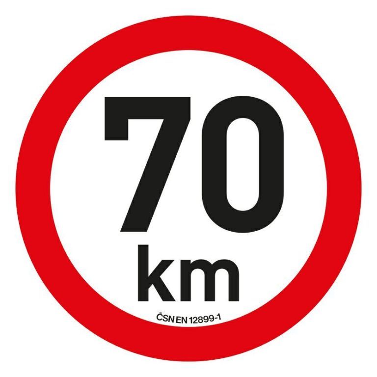 Samolepka omezení rychlosti 70 km/h, 20 cm, reflexní - Kokiskashop.cz