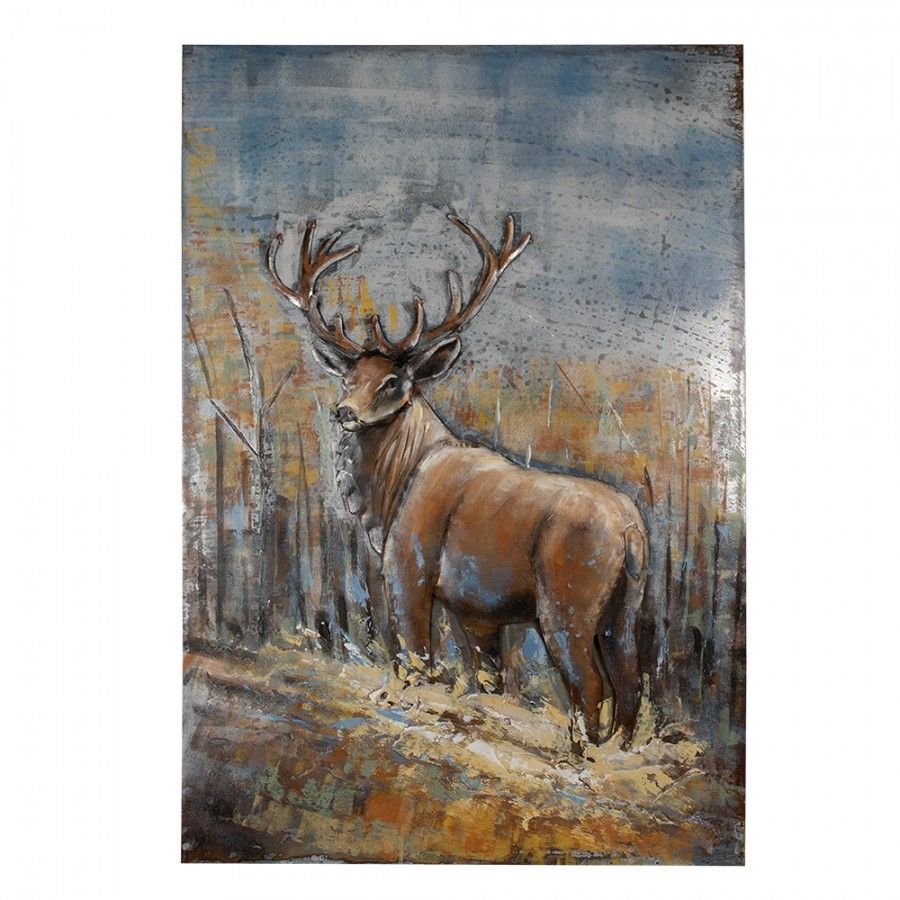 3D hnědý kovový obraz Iron Deer - 80*5*120 cm Clayre & Eef - LaHome - vintage dekorace