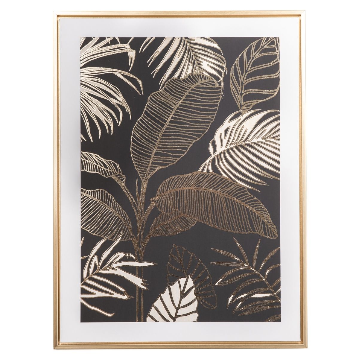 Obraz na plátně v rámu Palm leaf - zlatotisk, 45 x 60 x 2,5 cm - 4home.cz