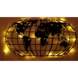 Wallity Nástěnná dekorace World Map Globe Led černá