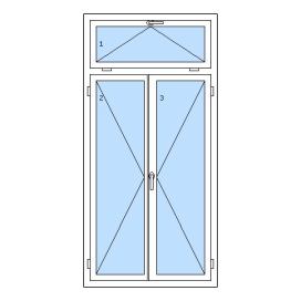 Dvoukřídlé plastové okno se štulpem a nadsvětlíkem PREMIUM - SKLADOVÁ-OKNA.cz - 1070 x 2190