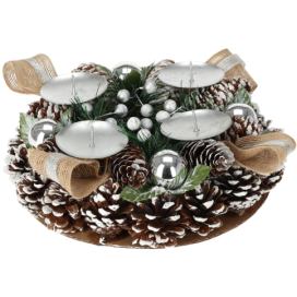 Home Styling Collection Adventní svícen věnec, 22 cm, stříbrný