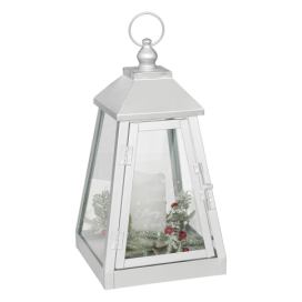 Atmosphera Kovová lucerna se svíčkou LED, 32 x 17 cm, bílá