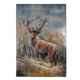 3D hnědý kovový obraz Iron Deer - 80*5*120 cm Clayre & Eef