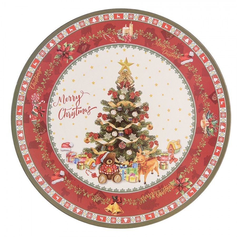 Vánoční talíř/podnos se stromkem Merry Christmas - Ø 33 * 1 cm Clayre & Eef - LaHome - vintage dekorace