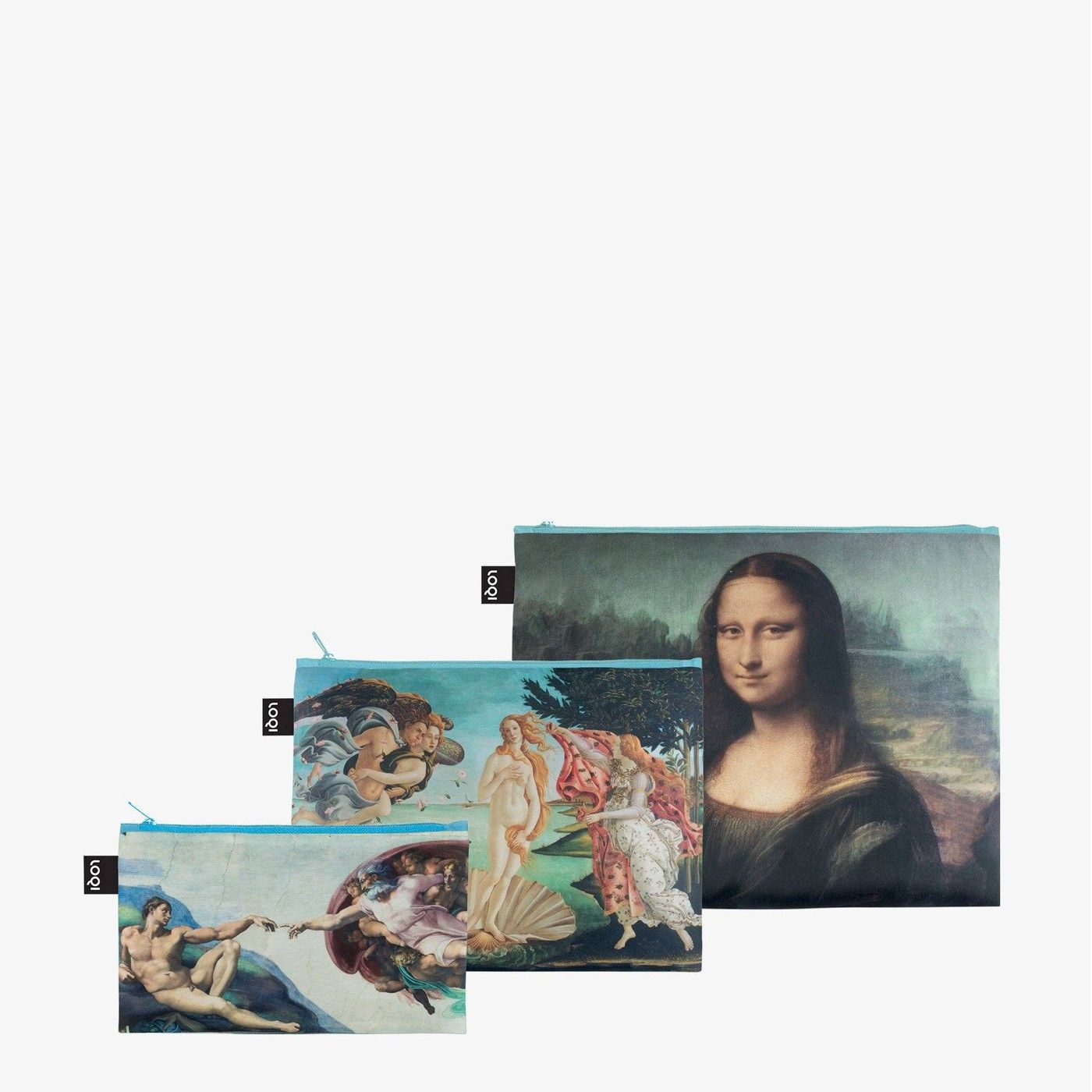 Taštičky na zip 3 ks LOQI LEONARDO DA VINCI Michelangelo, Botticelli, Da Vinci - Homein.cz