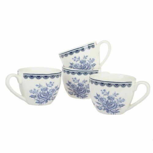 4dílná sada porcelánových šálků Blue Rose, 90 ml - 4home.cz