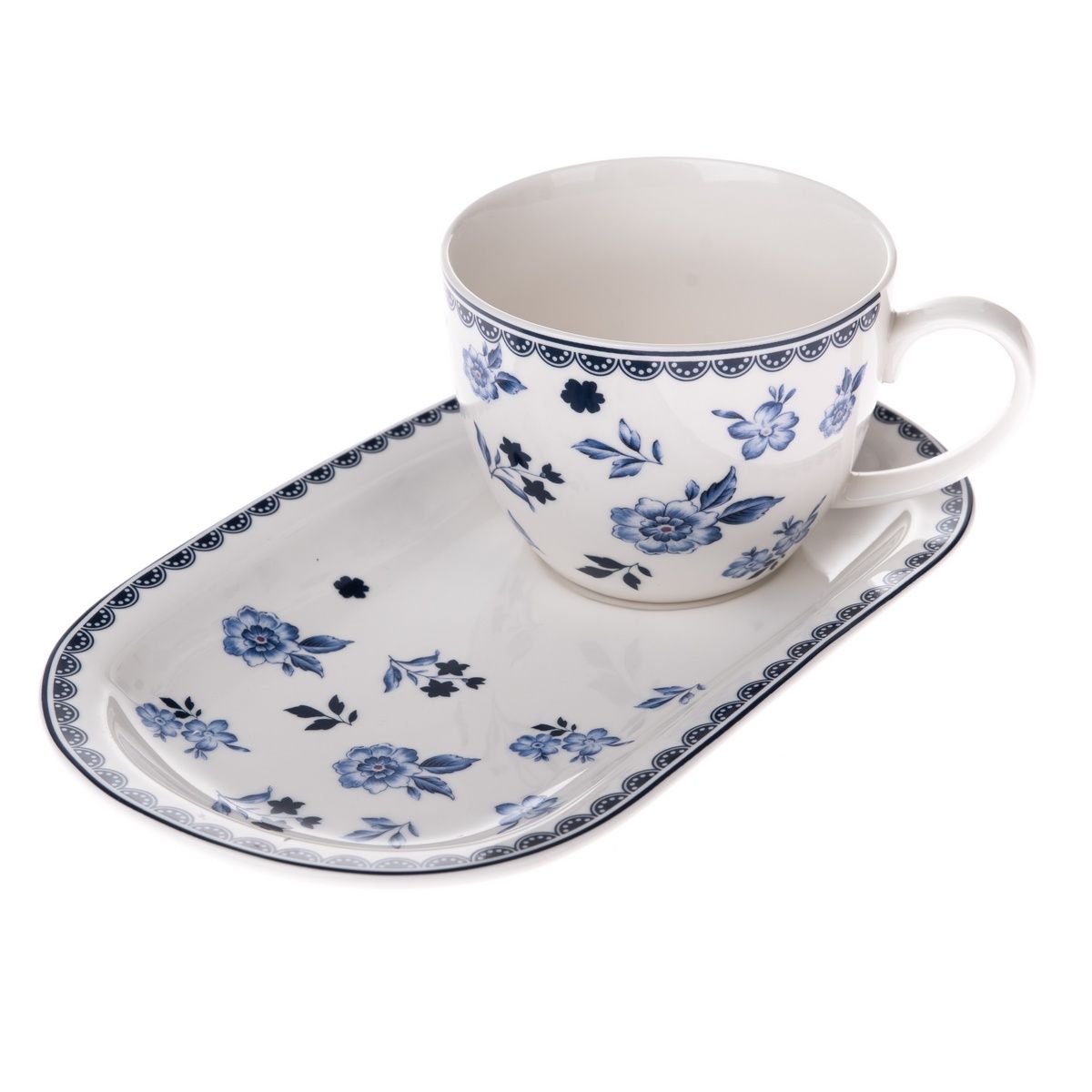 Porcelánový hrnek s podnosem Floral, 445 ml - 4home.cz