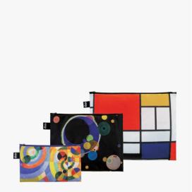 Taštičky na zip 3 ks LOQI MONDRIAN, KANDINSKY, DELAUNAY