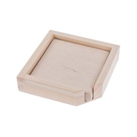 FK Dřevěná krabička na podtácky + 6 podtácků - Přírodní 12x12x3 cm