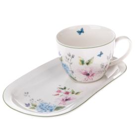 Porcelánový hrnek s podnosem Flower Garden, 445 ml