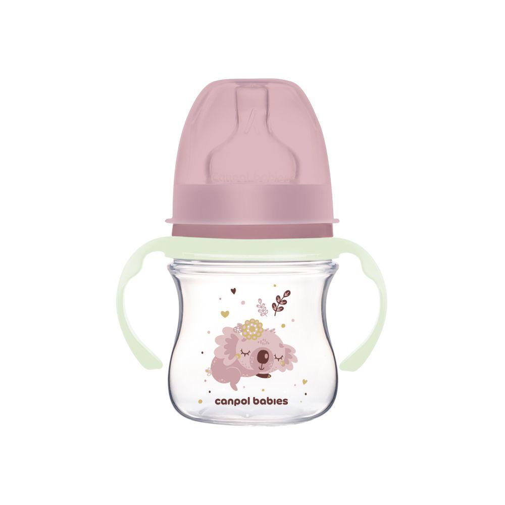 Canpol babies Antikoliková lahev EasyStart se svítícími úchyty SLEEPY KOALA 120ml růžová - Luceda.cz