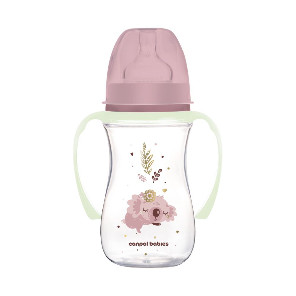 Canpol babies Antikoliková lahev EasyStart se svítícími úchyty SLEEPY KOALA 240ml růžová - Luceda.cz