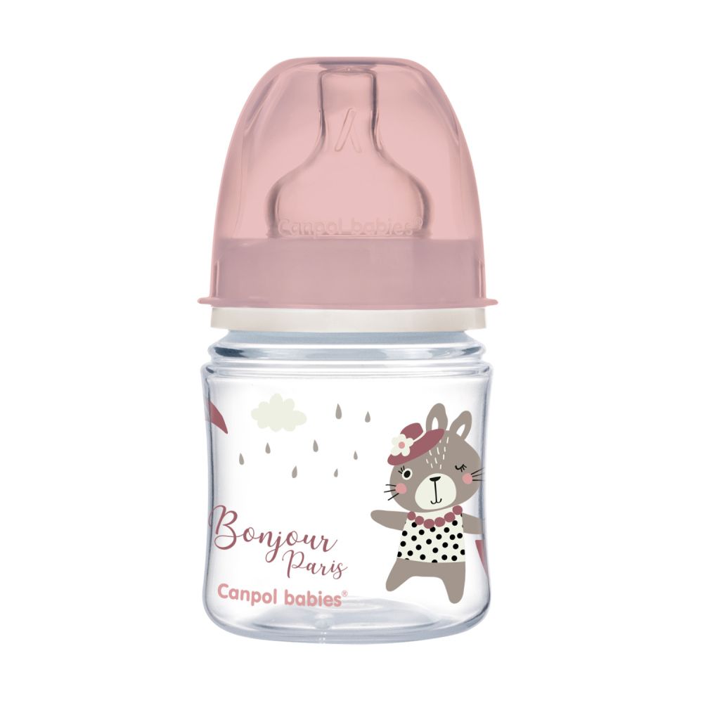 Canpol babies Lahev se širokým hrdlem BONJOUR PARIS 120ml růžová - Luceda.cz