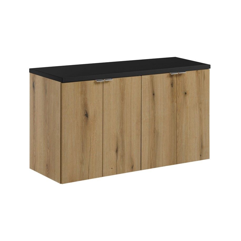 Comad Závěsná skříňka pod umyvadlo Nova Oak s deskou 100 cm černá/dub evoke - Houseland.cz