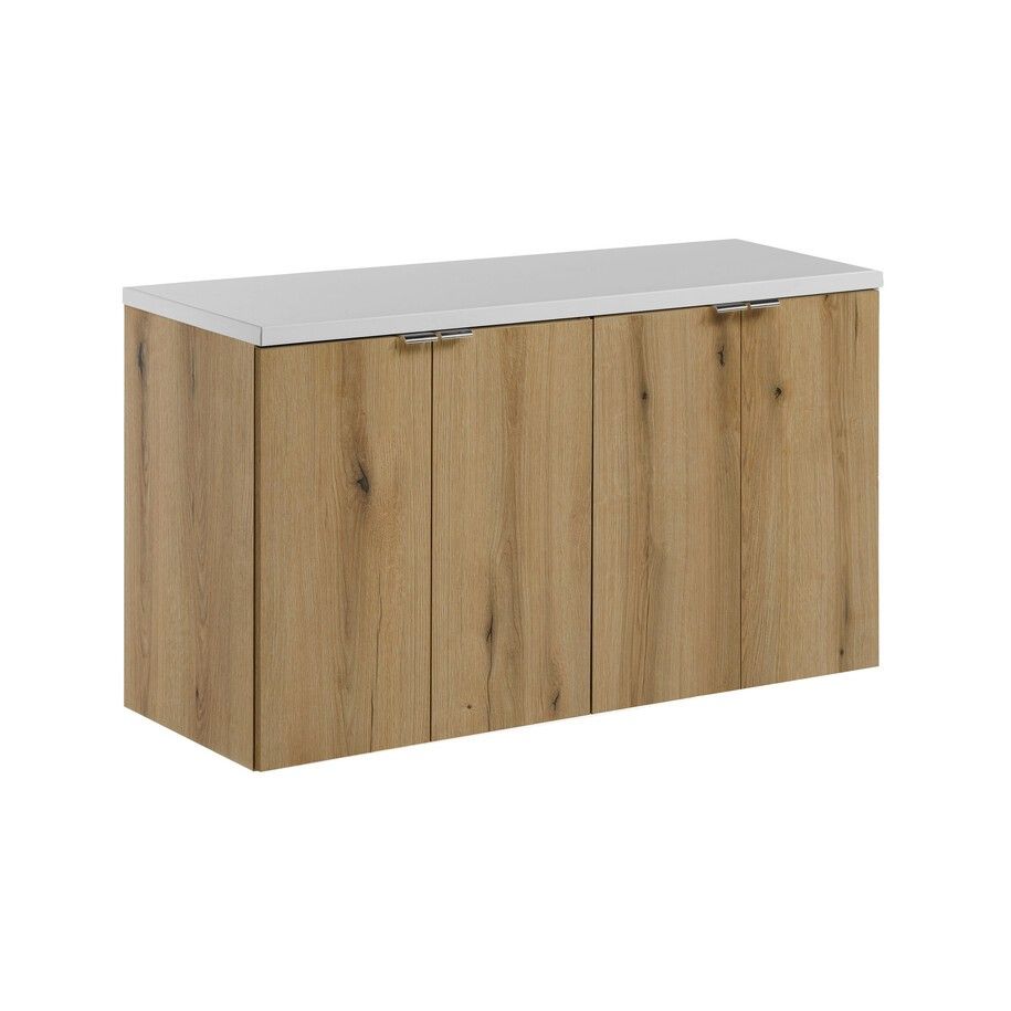 Comad Závěsná skříňka pod umyvadlo Nova Oak s deskou 100 cm bílá/dub evoke - Houseland.cz