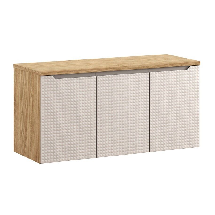 Comad Závěsná skříňka pod umyvadlo Luxor Beige I s deskou 120 cm béžová/dub olejovaný - Houseland.cz