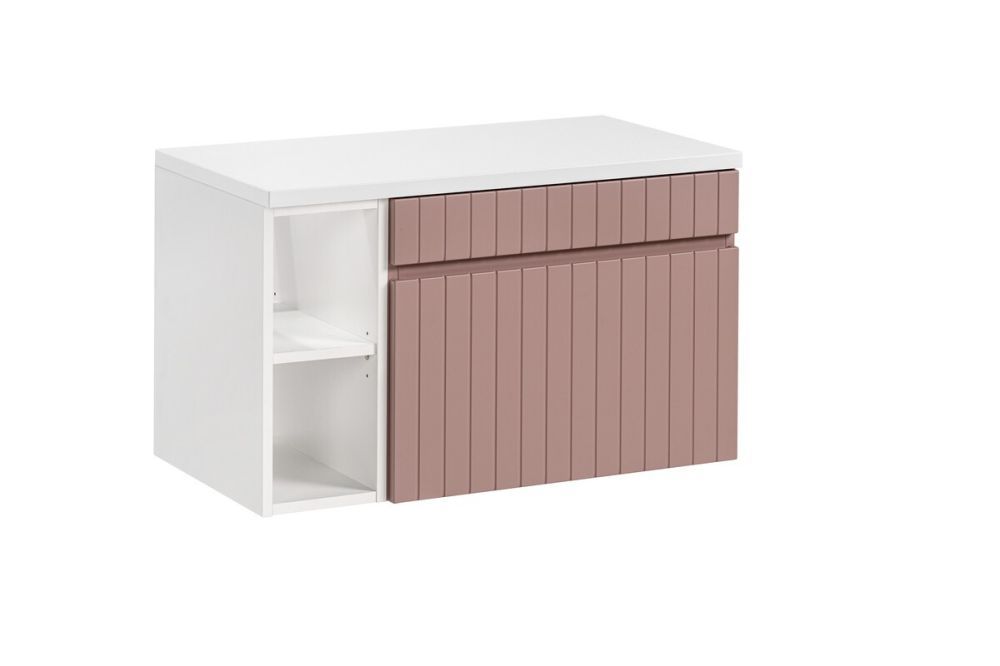 Comad Závěsná skříňka pod umyvadlo Iconic s deskou 80 cm růže - Houseland.cz