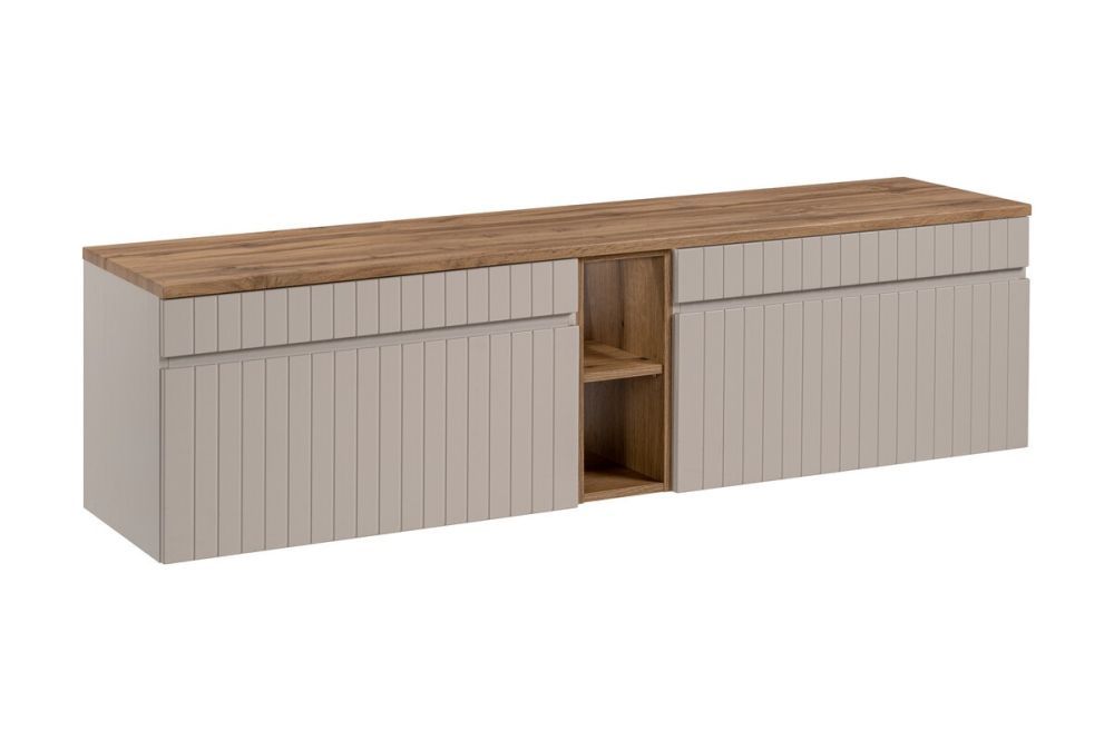 Comad Závěsná skříňka pod umyvadlo Iconic s deskou 180 cm kašmír/dub coast evoke - Houseland.cz