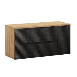 Comad Závěsná skříňka pod umyvadlo Luxor Black s deskou 120 cm I černá/dub olejovaný