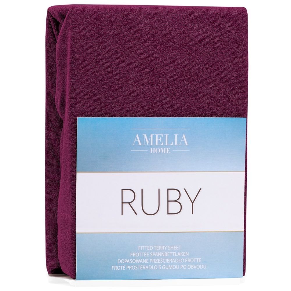 Froté prostěradlo s gumou AmeliaHome Ruby višňová, velikost 100-120x200 - Houseland.cz