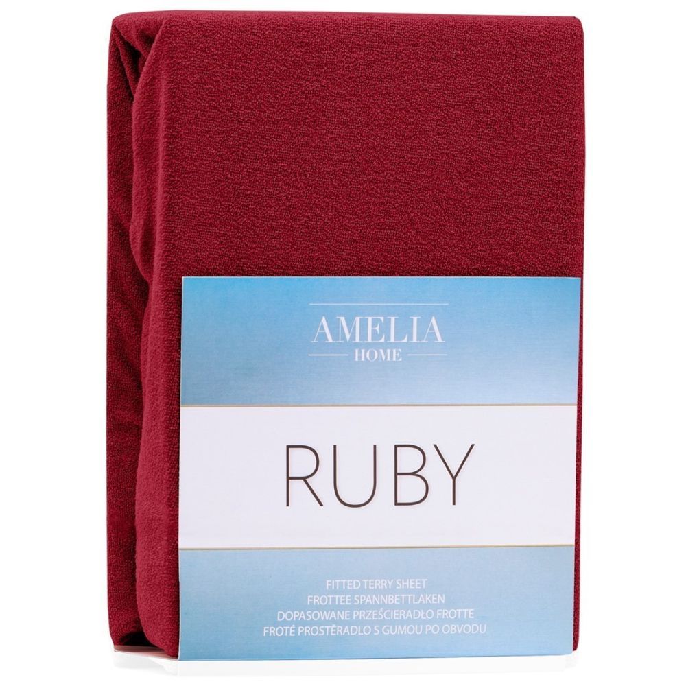 Froté prostěradlo s gumou AmeliaHome Ruby tmavě červené, velikost 100-120x200 - Houseland.cz