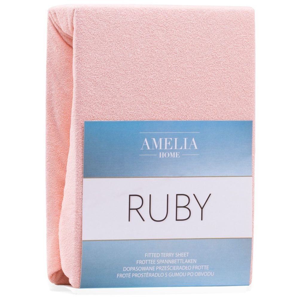 Froté prostěradlo s gumou AmeliaHome Ruby světlé růžové, velikost 100-120x200 - Houseland.cz