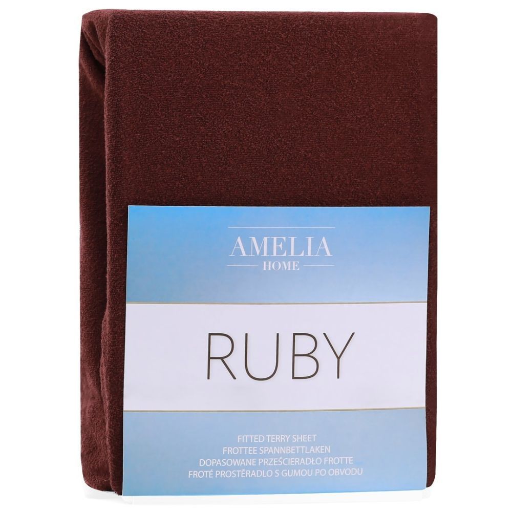 Froté prostěradlo s gumou AmeliaHome Ruby hnědé, velikost 100-120x200 - Houseland.cz