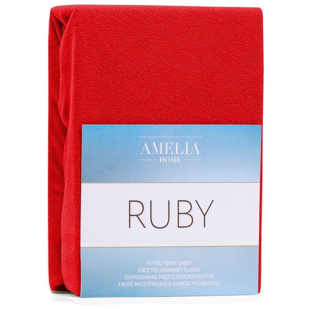 Froté prostěradlo s gumou AmeliaHome Ruby červené, velikost 100-120x200 - Houseland.cz