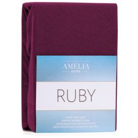 Froté prostěradlo s gumou AmeliaHome Ruby višňová, velikost 100-120x200