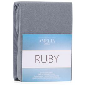 Froté prostěradlo s gumou AmeliaHome Ruby tmavě šedé, velikost 120-140x200