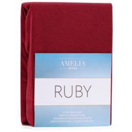 Froté prostěradlo s gumou AmeliaHome Ruby tmavě červené, velikost 100-120x200