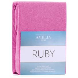 Froté prostěradlo s gumou AmeliaHome Ruby sytě růžové, velikost 120-140x200+30