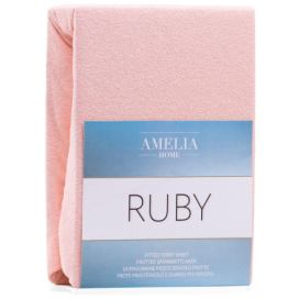 Froté prostěradlo s gumou AmeliaHome Ruby světlé růžové, velikost 100-120x200