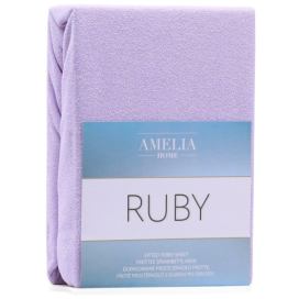 Froté prostěradlo s gumou AmeliaHome Ruby lila, velikost 120-140x200+30