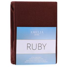 Froté prostěradlo s gumou AmeliaHome Ruby hnědé, velikost 100-120x200