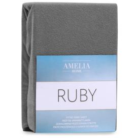 Froté prostěradlo s gumou AmeliaHome Ruby grafitové, velikost 100-120x200+30