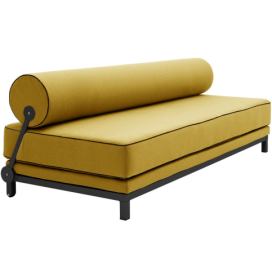 Hořčicově žlutá čalouněná dvoumístná rozkládací pohovka Softline Sleep 204 cm