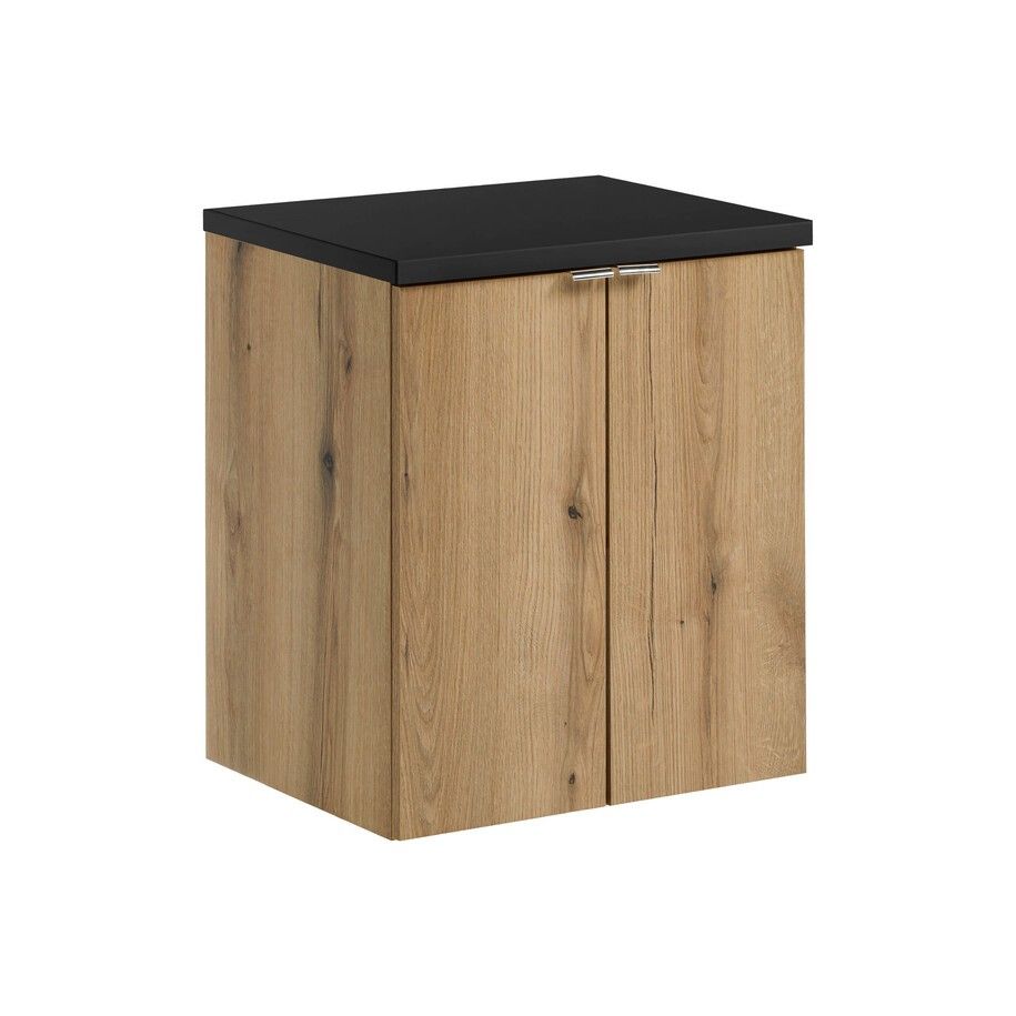 Comad Závěsná skříňka pod umyvadlo Nova Oak s deskou 50 cm dub evoke/černá - Houseland.cz