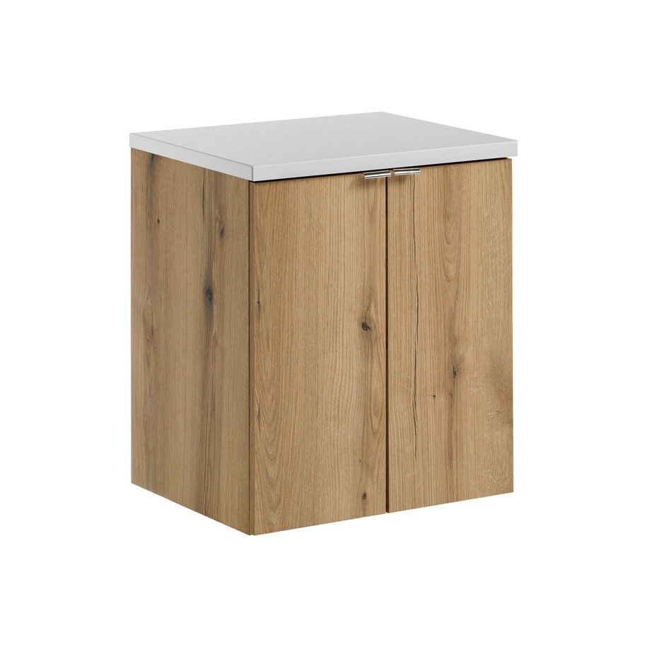 Comad Závěsná skříňka pod umyvadlo Nova Oak s deskou 50 cm dub evoke/bílá - Houseland.cz