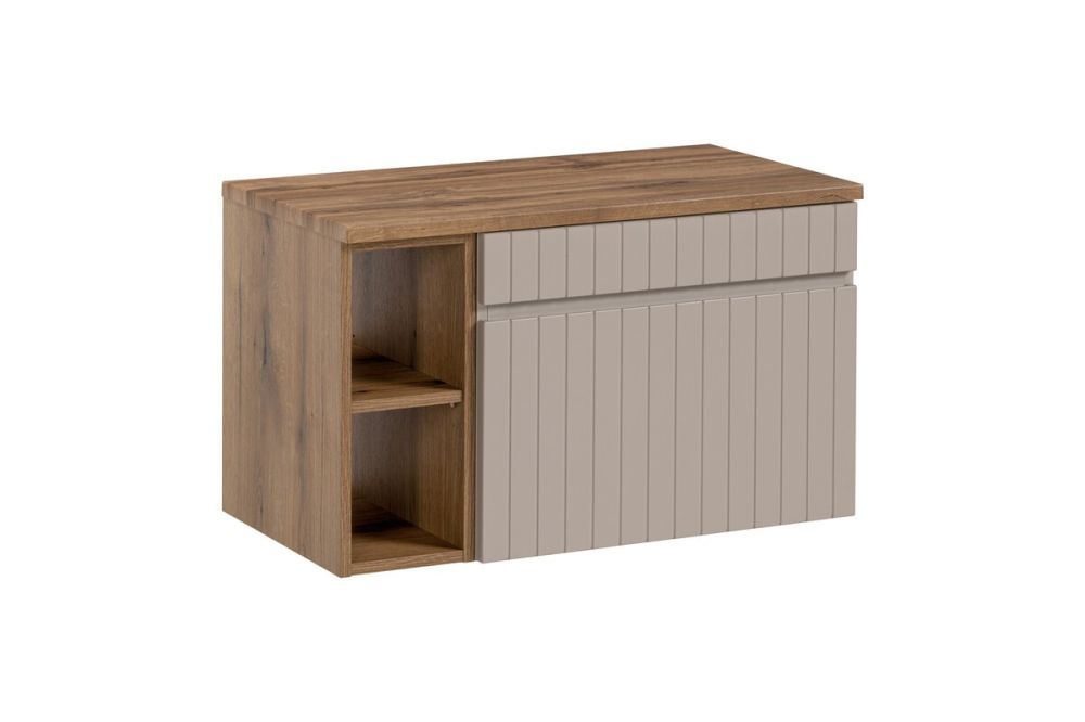 Comad Závěsná skříňka pod umyvadlo Iconic s deskou 80 cm kašmír/dub coast evoke - Houseland.cz