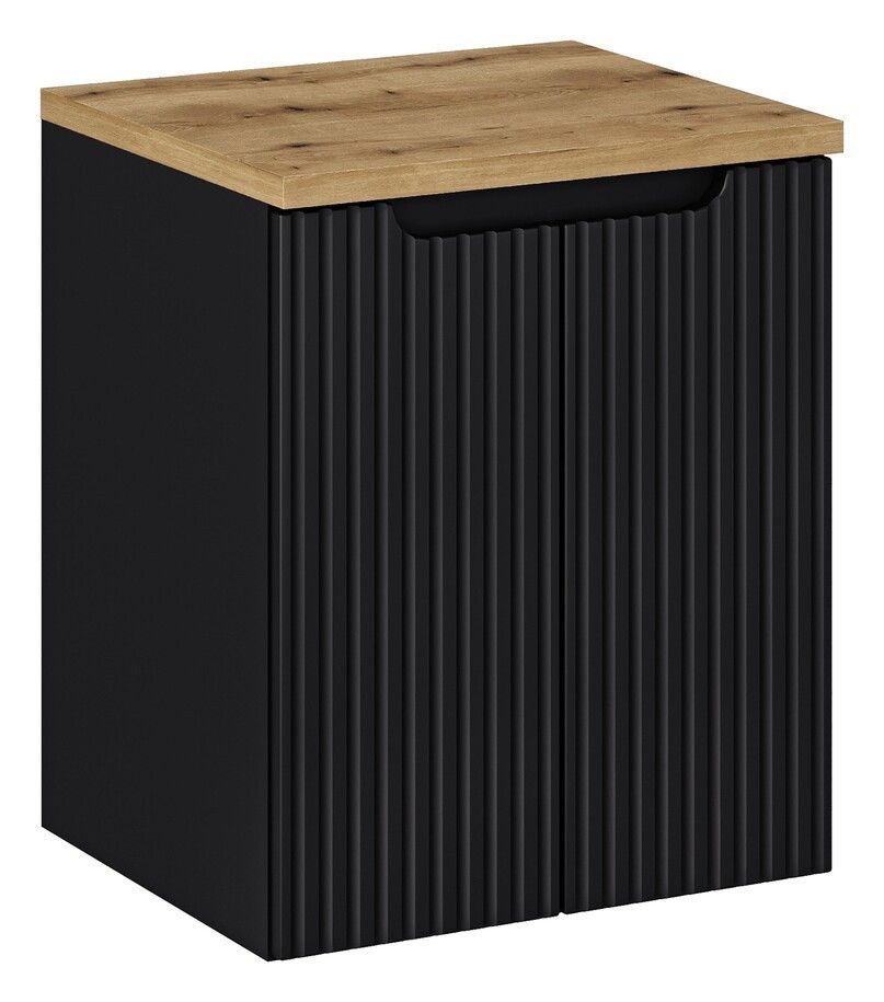 Comad Závěsná skříňka Nova Black II s deskou 50 cm černá/dub evoke - Houseland.cz