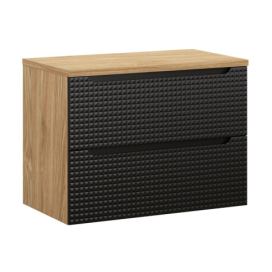 Comad Závěsná umyvadlová skříňka Luxor Black s deskou 80 cm černá/dub olejovaný