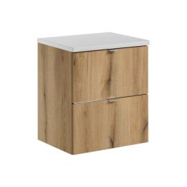 Comad Závěsná skříňka pod umyvadlo Nova Oak s deskou 50 cm bílá/dub evoke