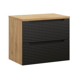 Comad Závěsná skříňka pod umyvadlo Luxor Black s deskou 70 cm dub olejovaný/černá