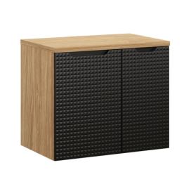 Comad Závěsná skříňka pod umyvadlo Luxor Black s deskou 70 cm černá/dub olejovaný